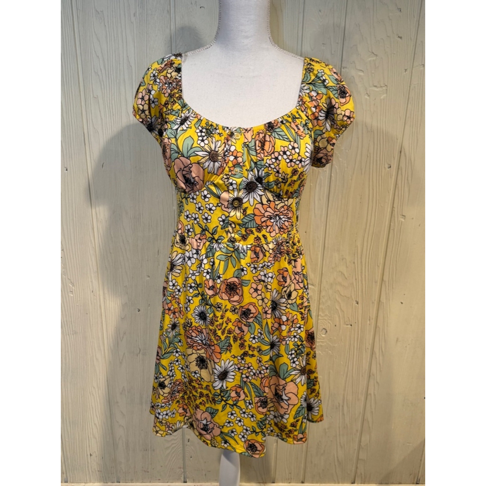 Derek Heart Yellow Floral Dress, Size L